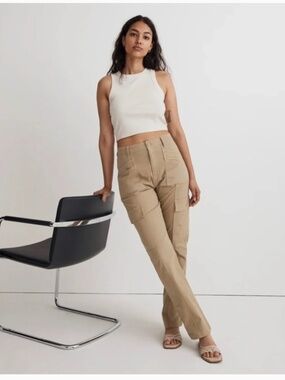 Madewell The Garment-Dyed '90s High Waist Straight Utility Cargo Pant Size 27